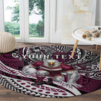 Personalised Manly Warringah Sea Eagles Round Carpet Polynesian Tribal Art Style With Muscular Sea Eagle Mascot