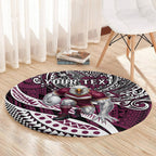 Personalised Manly Warringah Sea Eagles Round Carpet Polynesian Tribal Art Style With Muscular Sea Eagle Mascot