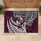 Personalised Manly Warringah Sea Eagles Rubber Doormat Polynesian Tribal Art Style With Muscular Sea Eagle Mascot