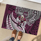 Personalised Manly Warringah Sea Eagles Rubber Doormat Polynesian Tribal Art Style With Muscular Sea Eagle Mascot