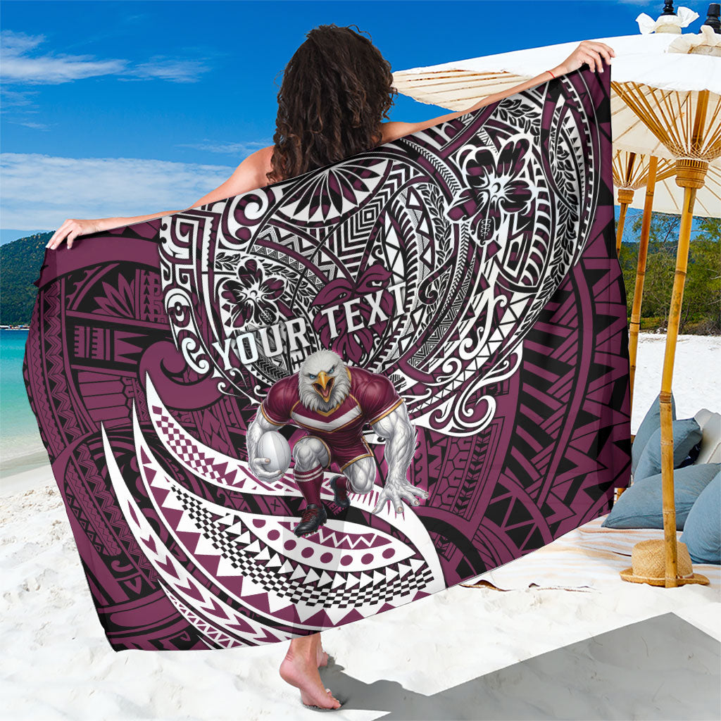 Personalised Manly Warringah Sea Eagles Sarong Polynesian Tribal Art Style With Muscular Sea Eagle Mascot