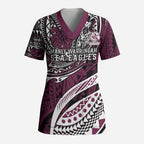 Personalised Manly Warringah Sea Eagles Scrub Top Polynesian Tribal Art Style With Muscular Sea Eagle Mascot