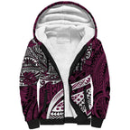 Personalised Manly Warringah Sea Eagles Sherpa Hoodie Polynesian Tribal Art Style With Muscular Sea Eagle Mascot