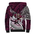Personalised Manly Warringah Sea Eagles Sherpa Hoodie Polynesian Tribal Art Style With Muscular Sea Eagle Mascot