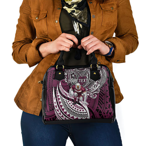 Personalised Manly Warringah Sea Eagles Shoulder Handbag Polynesian Tribal Art Style With Muscular Sea Eagle Mascot