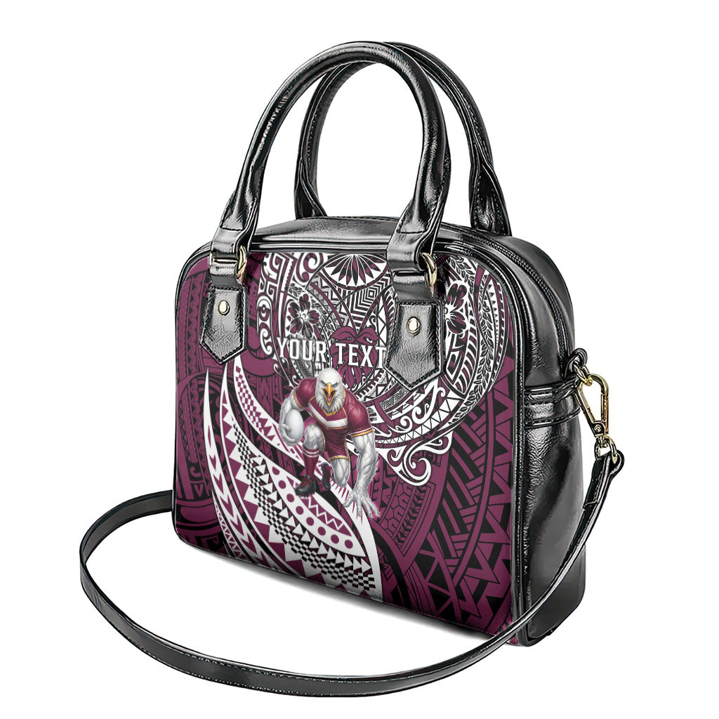 Personalised Manly Warringah Sea Eagles Shoulder Handbag Polynesian Tribal Art Style With Muscular Sea Eagle Mascot
