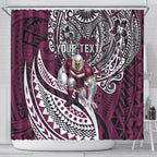 Personalised Manly Warringah Sea Eagles Shower Curtain Polynesian Tribal Art Style With Muscular Sea Eagle Mascot