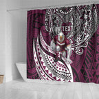 Personalised Manly Warringah Sea Eagles Shower Curtain Polynesian Tribal Art Style With Muscular Sea Eagle Mascot