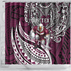 Personalised Manly Warringah Sea Eagles Shower Curtain Polynesian Tribal Art Style With Muscular Sea Eagle Mascot