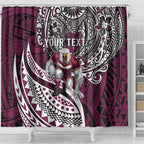 Personalised Manly Warringah Sea Eagles Shower Curtain Polynesian Tribal Art Style With Muscular Sea Eagle Mascot