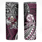Personalised Manly Warringah Sea Eagles Skinny Tumbler Polynesian Tribal Art Style With Muscular Sea Eagle Mascot