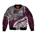 Personalised Manly Warringah Sea Eagles Sleeve Zip Bomber Jacket Polynesian Tribal Art Style With Muscular Sea Eagle Mascot