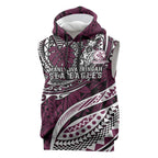 Personalised Manly Warringah Sea Eagles Sleeveless Hoodie Polynesian Tribal Art Style With Muscular Sea Eagle Mascot
