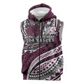 Personalised Manly Warringah Sea Eagles Sleeveless Zip Hoodie Polynesian Tribal Art Style With Muscular Sea Eagle Mascot