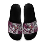 Personalised Manly Warringah Sea Eagles Slide Sandals Polynesian Tribal Art Style With Muscular Sea Eagle Mascot