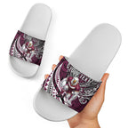 Personalised Manly Warringah Sea Eagles Slide Sandals Polynesian Tribal Art Style With Muscular Sea Eagle Mascot