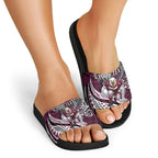 Personalised Manly Warringah Sea Eagles Slide Sandals Polynesian Tribal Art Style With Muscular Sea Eagle Mascot