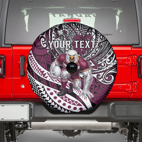 Personalised Manly Warringah Sea Eagles Spare Tire Cover Polynesian Tribal Art Style With Muscular Sea Eagle Mascot