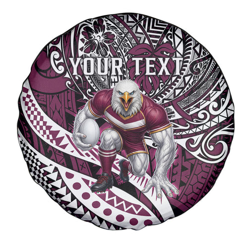 Personalised Manly Warringah Sea Eagles Spare Tire Cover Polynesian Tribal Art Style With Muscular Sea Eagle Mascot