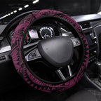 Manly Warringah Sea Eagles Steering Wheel Cover Polynesian Tribal Art Style With Muscular Sea Eagle Mascot