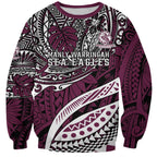 Personalised Manly Warringah Sea Eagles Sweatshirt Polynesian Tribal Art Style With Muscular Sea Eagle Mascot