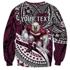 Personalised Manly Warringah Sea Eagles Sweatshirt Polynesian Tribal Art Style With Muscular Sea Eagle Mascot