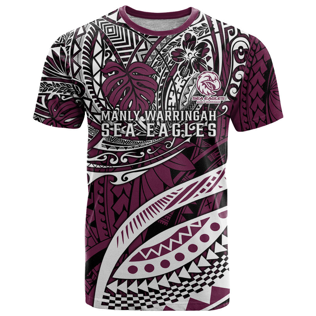 Personalised Manly Warringah Sea Eagles T Shirt Polynesian Tribal Art Style With Muscular Sea Eagle Mascot