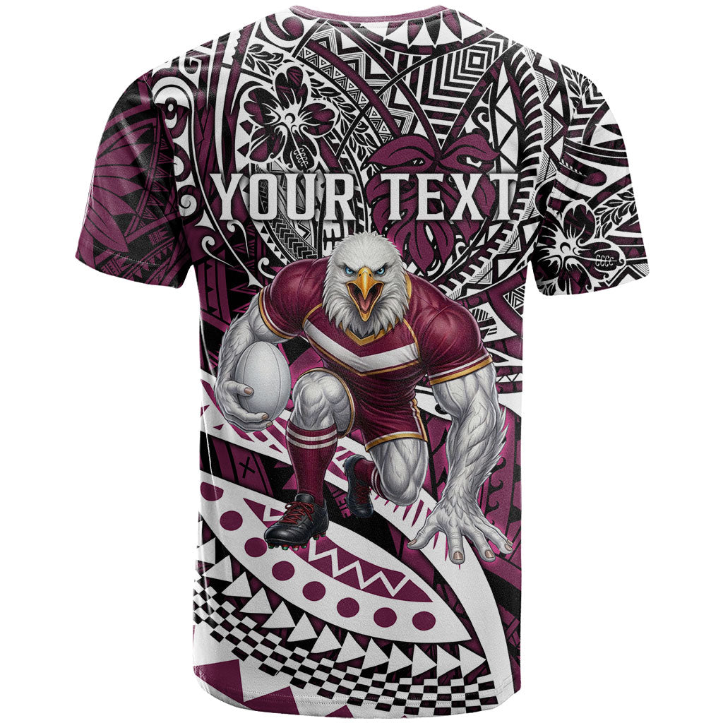 Personalised Manly Warringah Sea Eagles T Shirt Polynesian Tribal Art Style With Muscular Sea Eagle Mascot