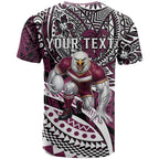 Personalised Manly Warringah Sea Eagles T Shirt Polynesian Tribal Art Style With Muscular Sea Eagle Mascot