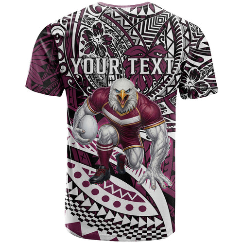 Personalised Manly Warringah Sea Eagles T Shirt Polynesian Tribal Art Style With Muscular Sea Eagle Mascot