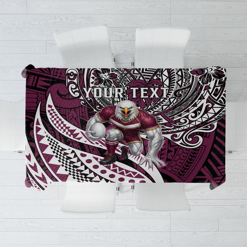 Personalised Manly Warringah Sea Eagles Tablecloth Polynesian Tribal Art Style With Muscular Sea Eagle Mascot