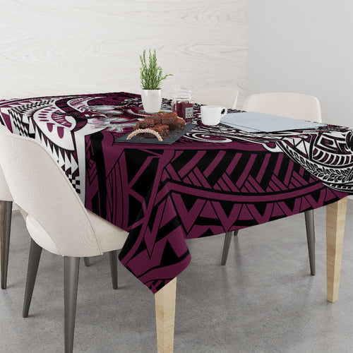 Personalised Manly Warringah Sea Eagles Tablecloth Polynesian Tribal Art Style With Muscular Sea Eagle Mascot