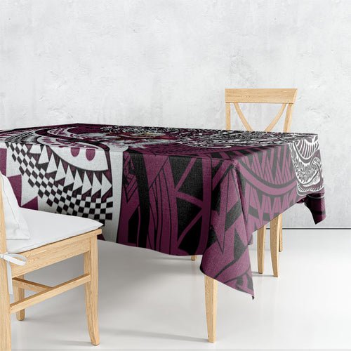 Personalised Manly Warringah Sea Eagles Tablecloth Polynesian Tribal Art Style With Muscular Sea Eagle Mascot