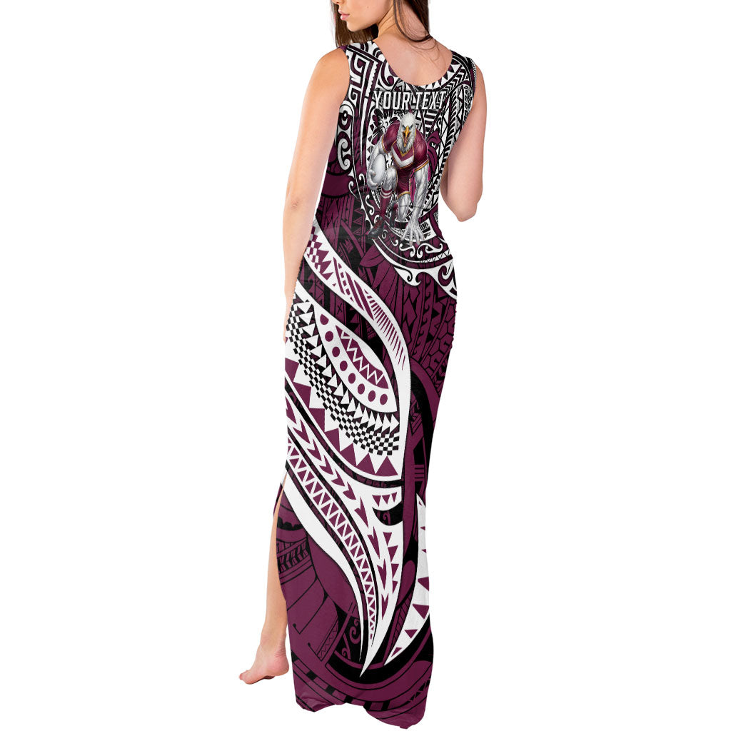 Personalised Manly Warringah Sea Eagles Tank Maxi Dress Polynesian Tribal Art Style With Muscular Sea Eagle Mascot