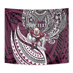 Personalised Manly Warringah Sea Eagles Tapestry Polynesian Tribal Art Style With Muscular Sea Eagle Mascot