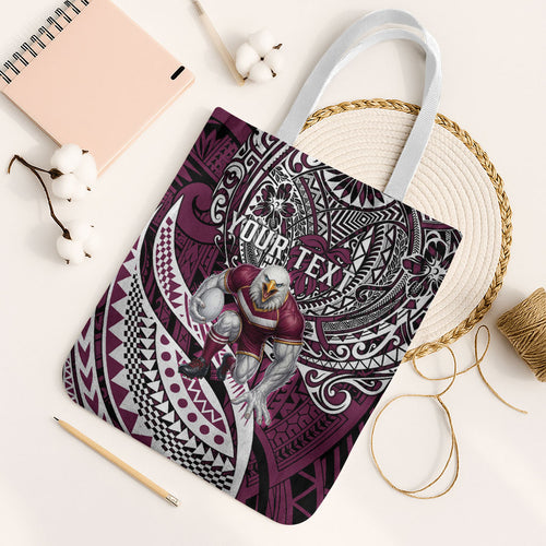 Personalised Manly Warringah Sea Eagles Tote Bag Polynesian Tribal Art Style With Muscular Sea Eagle Mascot