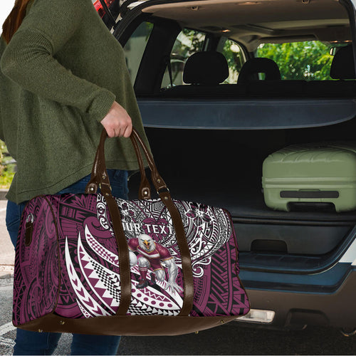Personalised Manly Warringah Sea Eagles Travel Bag Polynesian Tribal Art Style With Muscular Sea Eagle Mascot