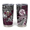 Personalised Manly Warringah Sea Eagles Tumbler Cup Polynesian Tribal Art Style With Muscular Sea Eagle Mascot