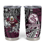 Personalised Manly Warringah Sea Eagles Tumbler Cup Polynesian Tribal Art Style With Muscular Sea Eagle Mascot