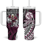 Personalised Manly Warringah Sea Eagles Tumbler With Handle Polynesian Tribal Art Style With Muscular Sea Eagle Mascot