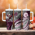 Personalised Manly Warringah Sea Eagles Tumbler With Handle Polynesian Tribal Art Style With Muscular Sea Eagle Mascot