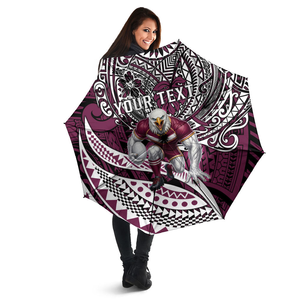 Personalised Manly Warringah Sea Eagles Umbrella Polynesian Tribal Art Style With Muscular Sea Eagle Mascot
