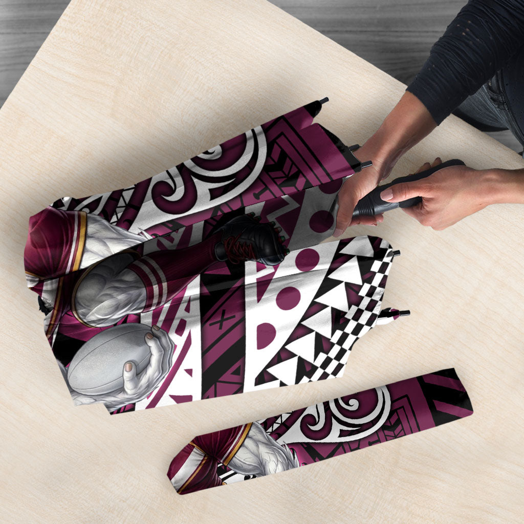 Personalised Manly Warringah Sea Eagles Umbrella Polynesian Tribal Art Style With Muscular Sea Eagle Mascot