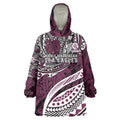 Personalised Manly Warringah Sea Eagles Wearable Blanket Hoodie Polynesian Tribal Art Style With Muscular Sea Eagle Mascot