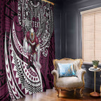 Personalised Manly Warringah Sea Eagles Window Curtain Polynesian Tribal Art Style With Muscular Sea Eagle Mascot