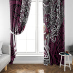 Personalised Manly Warringah Sea Eagles Window Curtain Polynesian Tribal Art Style With Muscular Sea Eagle Mascot