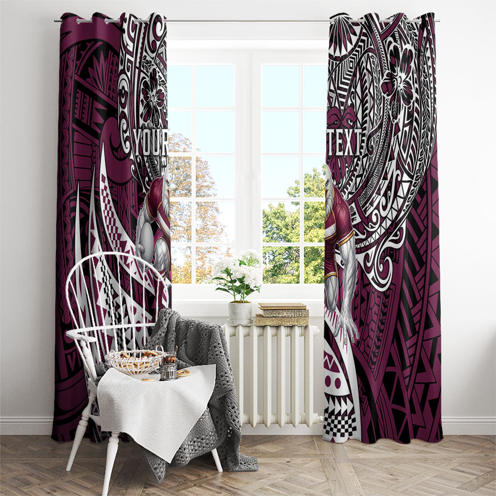 Personalised Manly Warringah Sea Eagles Window Curtain Polynesian Tribal Art Style With Muscular Sea Eagle Mascot