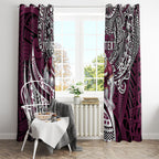 Personalised Manly Warringah Sea Eagles Window Curtain Polynesian Tribal Art Style With Muscular Sea Eagle Mascot