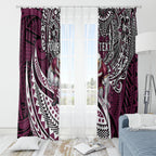 Personalised Manly Warringah Sea Eagles Window Curtain Polynesian Tribal Art Style With Muscular Sea Eagle Mascot