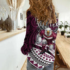 Personalised Manly Warringah Sea Eagles Women Casual Shirt Polynesian Tribal Art Style With Muscular Sea Eagle Mascot